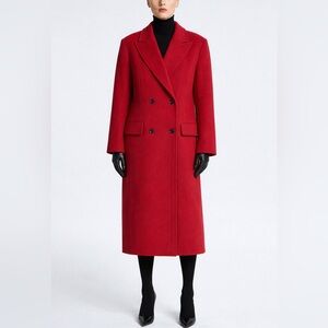 GAP Chesterfield Double Breasted Wool Blend Coat Sled Red Long Coat Sz XXL